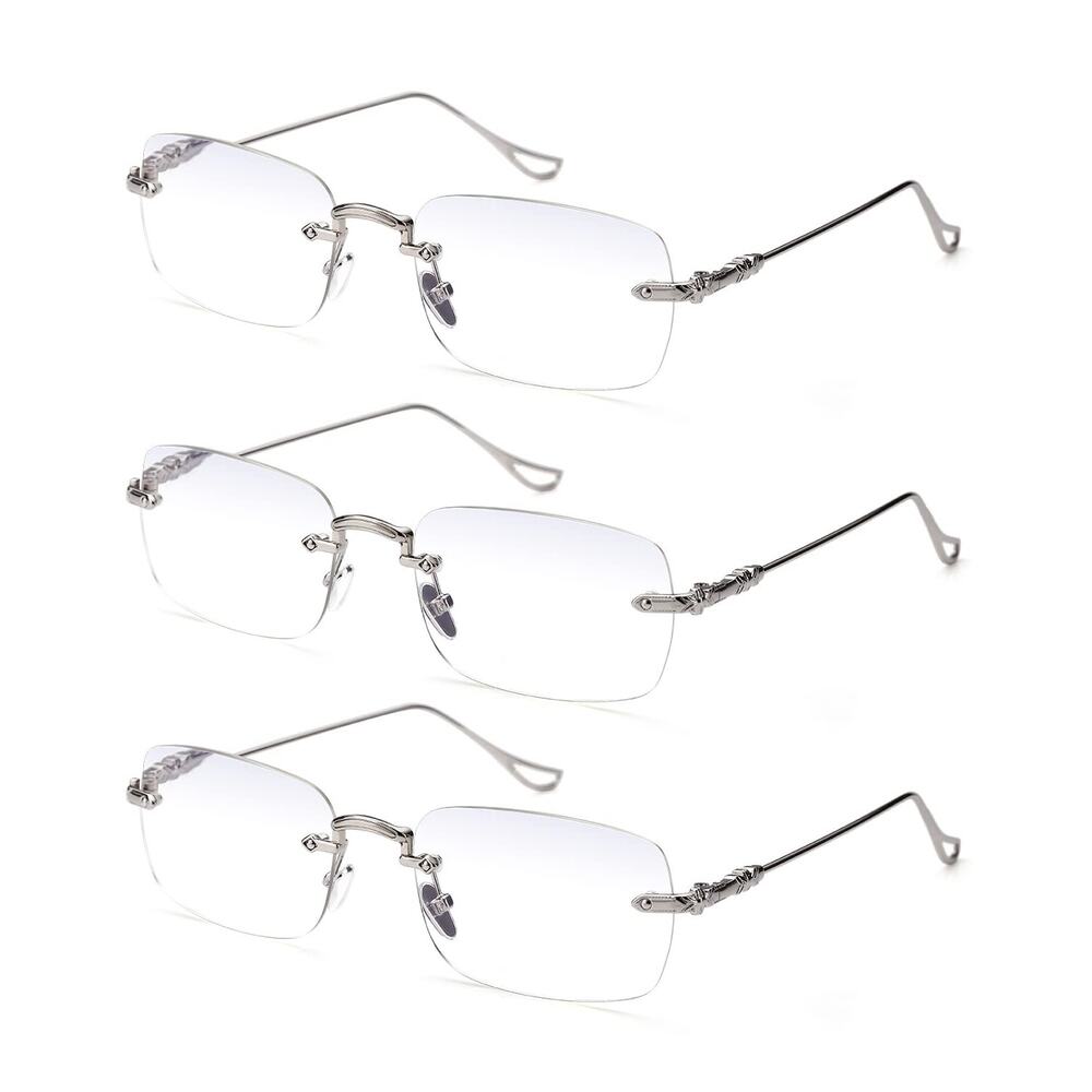 TERAISE 3Packs Frameless Metal Reading Glasses For Men/Women Blue Light Blocking